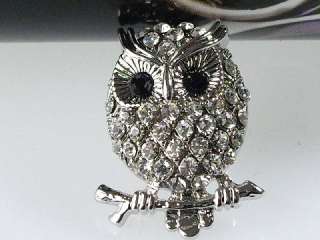 Wedding prom clear Crystal hooter Brooch pin owl NEW  