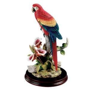  Andrea by Sadek Scarlet MACAW with Orchids Figurine