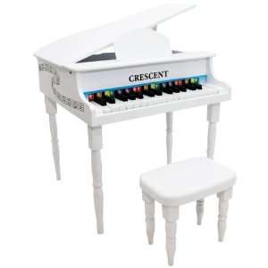  Crescent 30 Keys White Toy Grand Piano with Bench Musical 