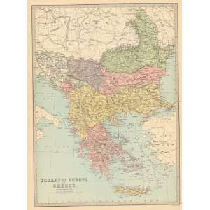   1891 Antique Map of Turkey in Europe and Greece