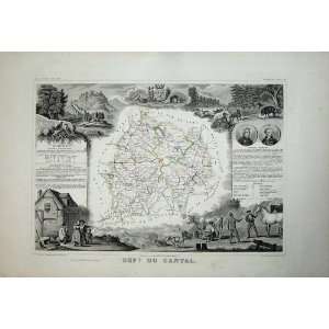   1845 Atlas National France Maps Du Cantal Flour Chely