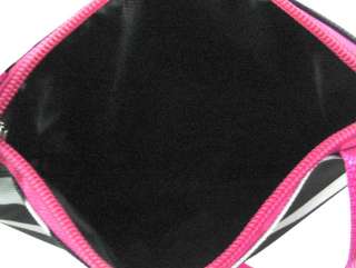 Zebra Print Adjustable Nylon Shoulder Bag Hot Pink Trim  