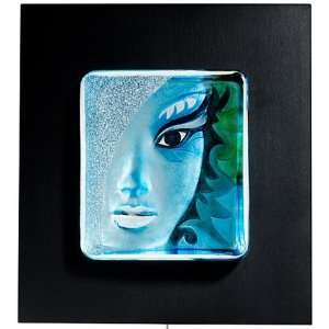  Afrodite Blue Artlight Etched Crystal Framed Sculpture 
