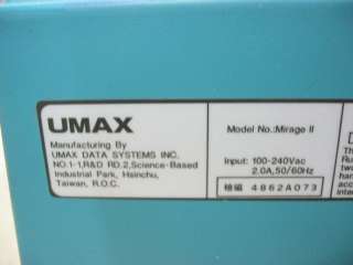 UMAX Mirage II Flatbed Document Scanner Parts/Repair  