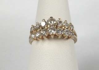   GOLD .75 CT 2 ROW DIAMOND ANNIVERSARY WEDDING RING BAND~SZ 6.5  