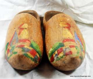 Vintage Dutch Holland Wood Shoes With Windmill  