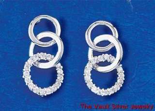 Sterling Silver CZ Harmony Link Earrings 5125  