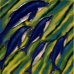  Dolphins At Play Ceramic Wall Tile 4x4 Coaster