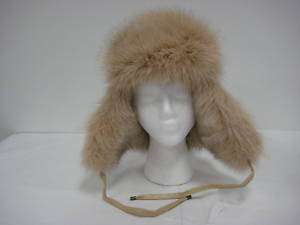 55376 New Beige Mens Unisex Fox Fur Trooper Hat Trapper  