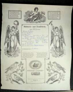 1870 antique FRAKTUR baptism cert KLEIN millersburg pa  