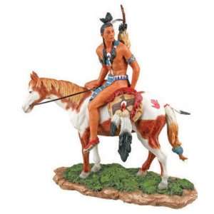   American Tribes   Aketecha On Horse   Cold Cast Resin   8.5 Height