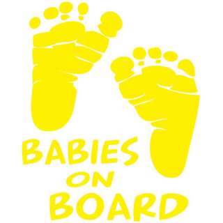BABIES ON BOARD CUSTOM MADE WINDOW DECAL  YELLOW 5x6  