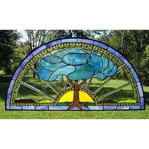  Tree of Clouds Arched Stained Glass Window