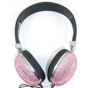   Pink Crystal Rhinestone Bling Dj Over ear Headphones 