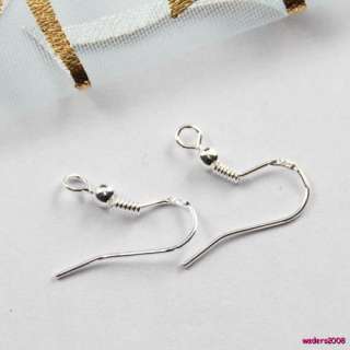 20Pcs 925 Silver Ear Wire Hooks Earring with bead Findings 20mm TA6295 