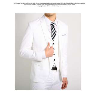   premium slim fit tailored collar 1 button WHITE SUITS SZ 34~40R no.633