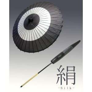  Japanese Antique Silk & Bamboo Umbrella Black KASA 