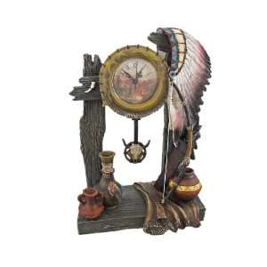   DREAM TIME Mantel Clock Steer Skull Pendulum Western