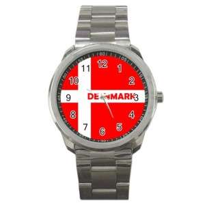 Denmark Flag Nation Patriotic Sports Metal Watch  