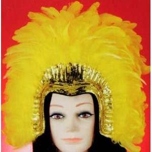  Showgirl Feather Headpiece Gold Halloween Costume 