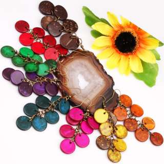 Wholesale 8pc Assorted Coconut Shell Coin Bead Earrings  