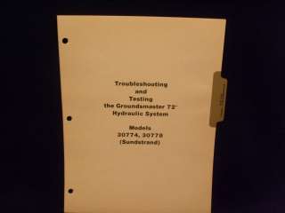 TORO GROUNDSMASTER 72 HYD. SYSTEM TEST MANUAL 30774,778  
