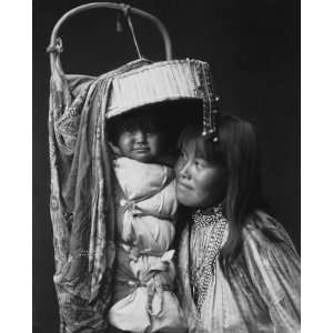 Curtis 1903 Photograph of an Apache Girl and Papoose   Antique 