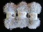 Gala Yarns sparkly holiday eyelash yarn, metallic silve