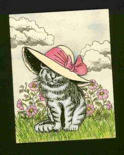 Lady CAT IN A HAT A Purr fect UNMounted rubber stamp  