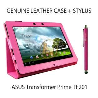 Genuine Leather Stand Case Cover + Stylus for Asus Transformer Prime 