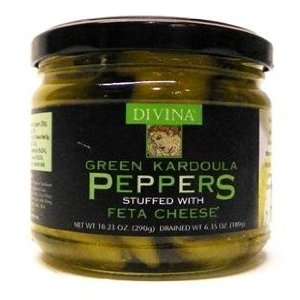 Divina Green Kardoula Peppers Stuffed w/ Feta Cheese 1.3 lbs (net 