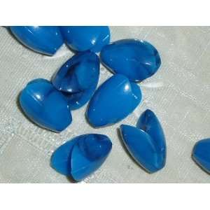  Vintage West German Plastic Opaque Blue Flower Bud Beads 