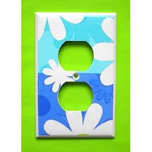  Funky Blue White and Green Flowers OUTLET Switch Plate 