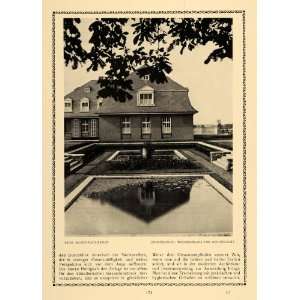  1913 Print Bruno Paul Water Fountain Pond Sanatorium Architect 