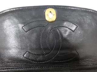 VINTAGE CHANEL HALF MOON ROUND QUILTED FRANCE ONLY LONG CHAIN CLUTCH 
