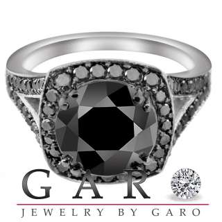 06 CARAT CERTIFIED BLACK DIAMOND ENGAGEMENT RING 14K WHITE GOLD HAND 