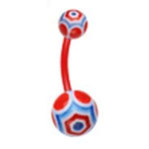Bioflex Sexy Belly Button Navel Ring Jewelry with Red and Blue Uv Web 