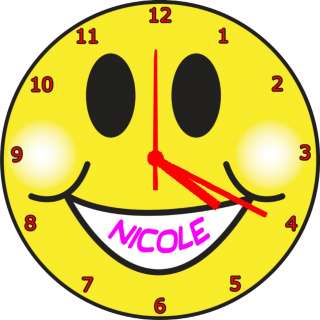 Kids Smiley Face Wall Clock Personalised With Your Name  