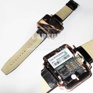 Unlocked Wrist Metal Leather Watch Mobile Cell Phone DVR Camera Quad 