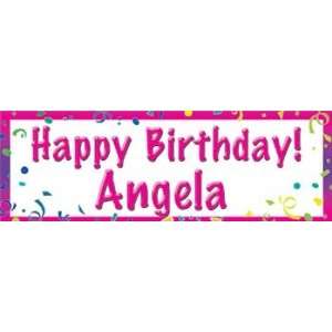   Birthday Personalized Banner Pink 18 Inch x 54 Inch All Weather Vinyl