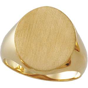 Mens Hollow Signet Ring 9600 14K Yellow Gold Band New  