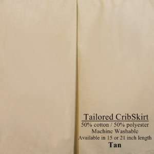  Tan 21 inch Tailored Dust Ruffle for Crib extra long 