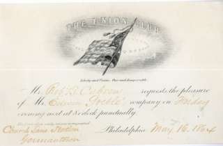 US Civil War Union Club Invitation 1864  