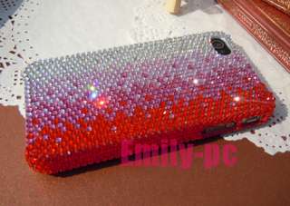 Handmade Bling Swarovski Crystal Case Cover For iPhone 4 4G 4S Red 