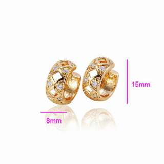 Charming 9K Gold Filled Womens Hoop Earrings New Clear_CZ  