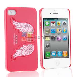 High Quality 2 in1 Angel Wing Holder Hard Case Cover For iPhone 4 Red