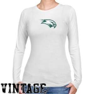 Wagner College Seahawks Ladies White Distressed Logo Vintage Long 