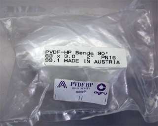 Austria Solef Agru PVDF HP 90º Bends 63x3.0 2” PN 16 Lot of 2 