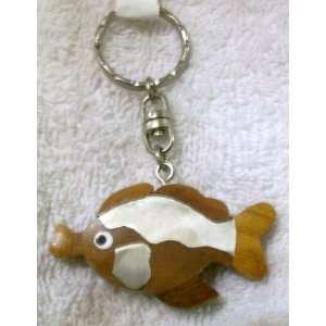  Wooden Hand Crafted Fish Key Ring, Key Chain, Key Holder 