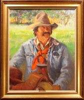 Ray Vinella The Westerner signed Original oil Painting Artwork cowboy 